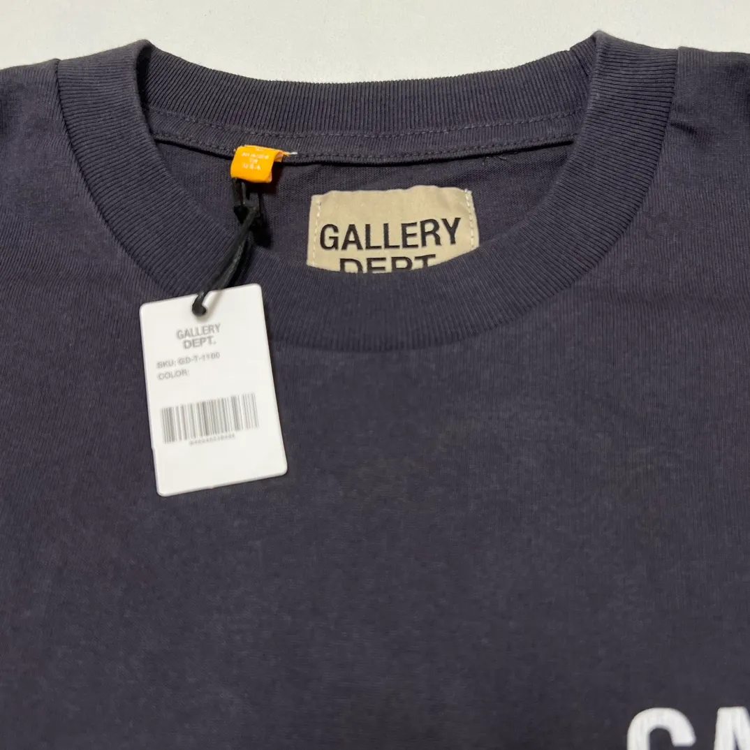GALLERY DEPT. SOUVENIR L/S TEE Black Basic English Logo Long Sleeves Washed Black S-XL Heavy Washed Vintage Cylindrical Seamless Linen Cotton Fabric